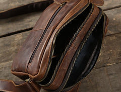 Handmade Leather Mens Cool Shoulder Bag Messenger Bag Chest Bag Bike Bag Cycling Bag for men - imessengerbags