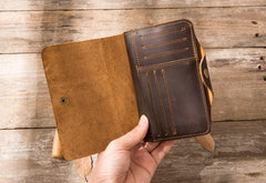 Vintage Slim long Wallets Leather Mens Coffee Wallet Long Wallet for Men - imessengerbags