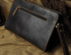 Vintage Large Leather Mens Wristlet Bag Wristlet Wallet Side Bag Clutch Wallet for Men
