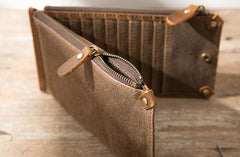 Cool Canvas Leather Mens Bifold Long Cards Wallet Long Wallet for Men - imessengerbags