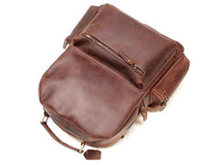 Vintage Coffee Mens Leather Backpack Travel Backpacks Laptop Backpack for men - imessengerbags