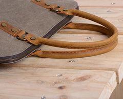 Mens Canvas Leather Briefcase Handbag Work Bag Business Bag for Men