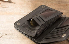 Cool Black Wristlet Wallet Leather Mens Long Wallet Long Wallet for Men - imessengerbags