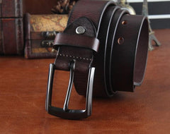 Genuine Leather Punk Rock Biker Trucker Mens Belt Men Black Coffee Belt for Men