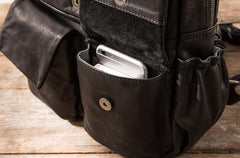 Cool Mens Leather Backpacks Black Travel Backpacks Laptop Backpack for men