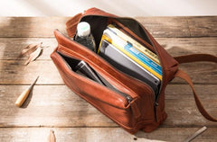 Black Brown Cool Leather Mens Shoulder Bags Messenger Bags for Men - imessengerbags