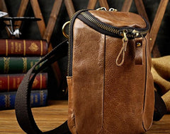Small Mens Leather Side Bag Belt Pouch Holster Belt Case Waist Pouch for Men