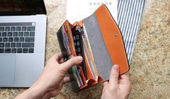 Cool Handmade Mens Leather Long Wallet Envelope Long Bifold Wallet for Men - imessengerbags