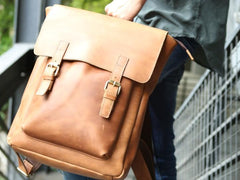 Cool Leather Mens Backpack Travel Backpack Laptop Backpack for men
