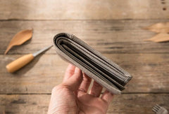 Cool Leather Mens Gray Small Wallet Bifold Vintage Slim billfold Wallet for Men - imessengerbags