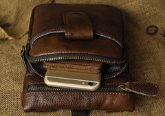 Mens Leather Small Side Bag COURIER BAG Waist Pouch Holster Belt Case Belt Pouch for Men