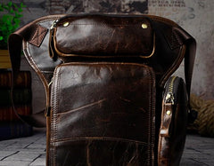 Biker Mens Leather Drop Leg Bag Waist Bag Belt Pouch Pack Side Bag for Men