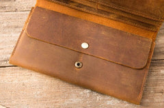 Vintage Slim long Wallet Leather Mens Tan Wallet Long Wallet for Men - imessengerbags