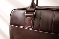 Red Brown Leather Mens Briefcase Work Bag Laptop Bag Business Bag for Men