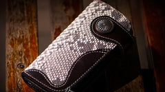 Handmade Leather Black Mens Chain Biker Wallet Cool Leather Wallet Long Clutch Wallets for Men - imessengerbags