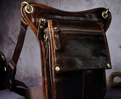 Mens Leather Biker Drop Leg Bag Waist Bag Belt Pouch Pack Side Bag for Men