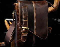 Mens Leather Small Side Bag COURIER BAGs Waist Pouch Holster Belt Case Belt Pouch for Men - imessengerbags
