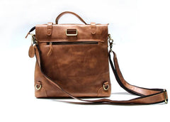 Vintage Mens Leather Briefcase Handbag Shoulder Bag Backpack for men