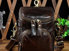 Leather Mens Cell Phone Holster Belt Pouch Mens Side Bag Shoulder Bag for Men