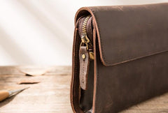 Cool Leather Mens Large Long Zipper Clutch Wallet Long Wallet for Men - imessengerbags