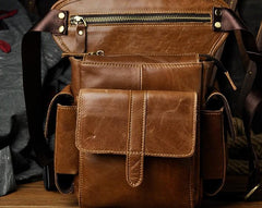 Biker Mens Leather Drop Leg Bag Waist Bag Side Bag Belt Pouch Pack for Men - imessengerbags