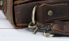 Vintage Coffee Leather Mens Briefcases Work Bag Laptop Bag Business Bag for Men - imessengerbags
