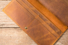 Vintage Slim long Wallet Leather Mens Tan Wallet Long Wallet for Men - imessengerbags
