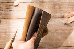 Vintage Slim long Wallets Leather Mens Coffee Wallet Long Wallet for Men - imessengerbags
