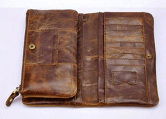 Cool Leather Mens Long Wallet Vintage Leather Long Wallet for Men - imessengerbags