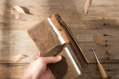 Cool Canvas Leather Mens Long Wallet Long Wallet for Men - imessengerbags