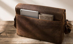 Cool Leather Coffee  Mens Messenger Bags Vintage Shoulder Bags  for Men