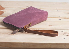 Cool Canvas Leather Mens Large Clutch Wallet Zipper Wristlet Bag Purse for Men - imessengerbags