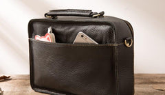 Black Leather Mens Briefcase Work Bag Laptop Bag Business Bag for Men