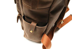 Vintage Coffee Mens Leather Backpacks Travel Backpacks Laptop Backpack for men