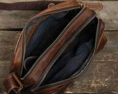 Handmade Leather Mens Cool Shoulder Bag Messenger Bag Chest Bag Bike Bag Cycling Bag for men - imessengerbags