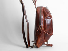 Genuine Leather Mens Cool Chest Bag Sling Bag Crossbody Bag Travel Bag Hiking Bag for men - imessengerbags