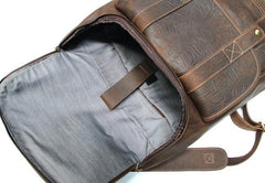 Cool Leather Coffee Mens Backpack Travel Backpacks Laptop Backpack for men