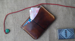 Vintage Leather Mens Slim Front Pocket Bifold Small Wallets Card Wallet for Men - imessengerbags