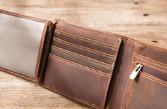 Vintage Leather Mens Small Wallets Bifold Slim billfold Wallet for Men - imessengerbags