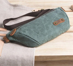 Gray Cool Canvas Mens Sling Bag Chest Bag One Shoulder Packs for men