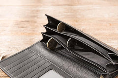 Cool Black Braided Leather Mens Long Wallet Long Wallet for Men - imessengerbags
