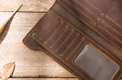 Vintage Cool Mens long Wallet Leather Wallet Long Wallet for Men - imessengerbags