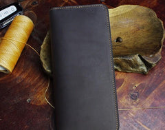 Handmade Leather Floral Mens Cool Travel Long Wallet Card Holder Card Slim Clutch Wallets for Men - imessengerbags
