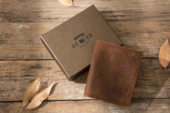 Cool Leather Vintage Mens Slim Small Wallets Zipper billfold Wallets for Men - imessengerbags