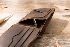 Coffee Cool Leather Mens Small Wallet Bifold Vintage Slim billfold Wallet for Men - imessengerbags