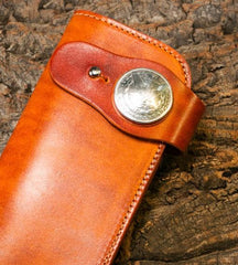 Handmade Long Wallet Mens Cool Leather Chain Wallet Biker Trucker Wallet with Chain - imessengerbags