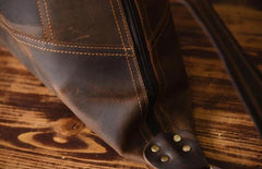 Genuine Leather Mens Cool Chest Bag Sling Bag Crossbody Bag Travel Bag Hiking Bag for men