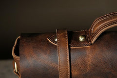 Handmade Leather Mens Cool Messenger Bag Briefcase Work Bag Business Bag Laptop Bag for men - imessengerbags