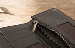 Cool Black Wristlet Wallet Leather Mens Long Wallet Long Wallet for Men - imessengerbags