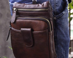 Mens Leather Small Side Bag COURIER BAG Waist Pouch Holster Belt Case Belt Pouch for Men